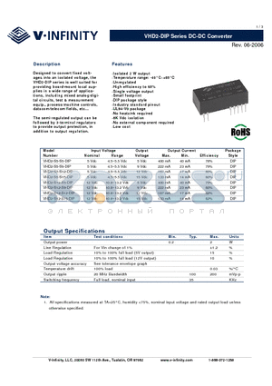 VHD2-DIP datasheet - DC-DC Converter