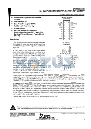 SN74ALS233B datasheet - 16  5 ASYNCHRONOUS FIRST-IN, FIRST-OUT MEMORY