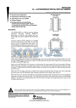 SN74ALS234 datasheet - 64 X 4 ASYNCHRONOUS FIRST-IN, FIRST-OUT MEMORY