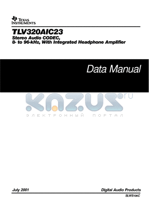 TLV320AIC23 datasheet - STereo Audio CODEC, 8- to 96kHz, With Integrated Headphone  Amplifier