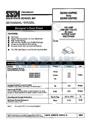 SDR9100PHC datasheet - 100 AMP 100 - 200 VOLTS 35 nsec HYPER FAST RECTIFIER
