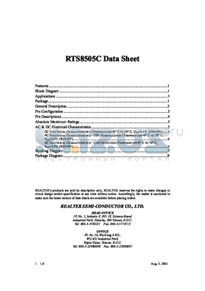 RTS8505C datasheet - The RTS8505C is a caller ID integrated chip with call waiting function. An 8-bit microprocessor (6502) has been built in the chip and it provides a co