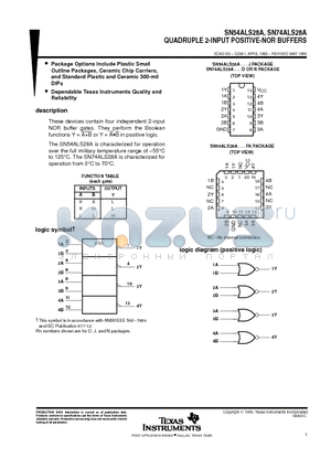 SN74ALS28A datasheet - QUADRUPLE 2-INPUT POSITIVE-NOR BUFFERS