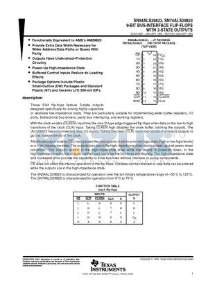 SN74ALS29823NT datasheet - 9-BIT BUS-INTERFACE FLIP-FLOPS WITH 3-STATE OUTPUTS