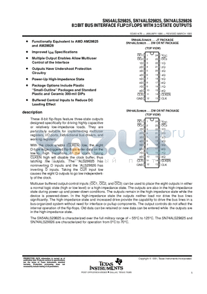 SN74ALS29825 datasheet - 8-BIT BUS INTERFACE FLIP-FLOPS WITH 3-STATE OUTPUTS