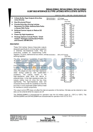 SN74ALS29843 datasheet - 9-BIT BUS INTERFACE D-TYPE LATCHES WITH 3-STATE OUTPUTS