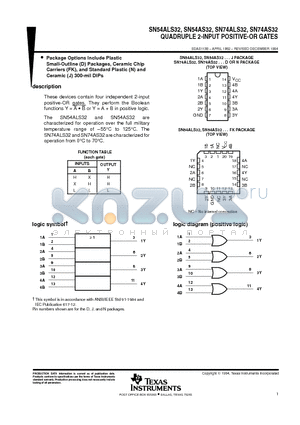 SN74ALS32D datasheet - QUADRUPLE 2-INPUT POSITIVE-OR GATES