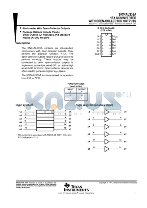 SN74ALS35AD datasheet - HEX NONINVERTER WITH OPEN-COLLECTOR OUTPUTS