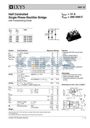 VHF15-12IO5 datasheet - Half Controlled Single Phase Rectifier Bridge