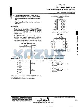 SN74ALS40A datasheet - DUAL 4-INPUT POSITIVE-NAND BUFFERS