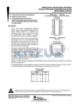 SN74ALS534A datasheet - OCTAL D-TYPE EDGE-TRIGGERED FLIP-FLOPS WITH 3-STATE OUTPUTS