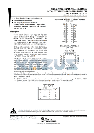 SN74ALS534ADWRE4 datasheet - OCTAL D-TYPE EDGE-TRIGGERED FLIP-FLOPS WITH 3-STATE OUTPUTS