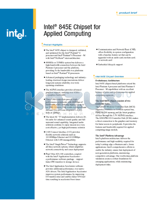 RG82845E datasheet - Intel 845E Chipset for Applied Computing