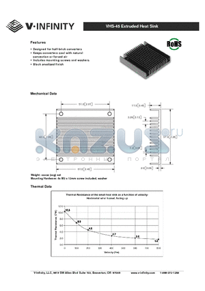 VHS-45 datasheet - Extruded Heat Sink