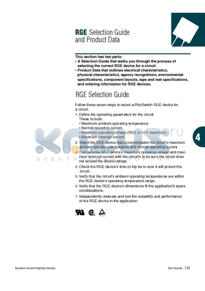 RGE800-1 datasheet - Selection Guide and Product Data