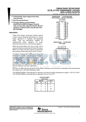 SN74ALS563B datasheet - OCTAL D-TYPE TRANSPARENT LATCHES WITH 3-STATE OUTPUTS