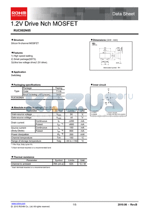 RUC002N05 datasheet - 1.2V Drive Nch MOSFET