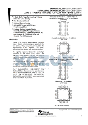 SN74ALS575ADW datasheet - OCTAL D-TYPE EDGE-TRIGGERED FLIP-FLOPS WITH 3-STATE OUTPUTS