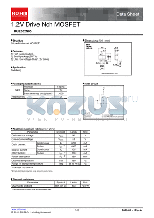 RUE002N05 datasheet - 1.2V Drive Nch MOSFET