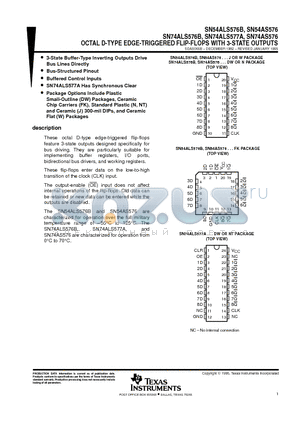 SN74ALS576BN datasheet - OCTAL D-TYPE EDGE-TRIGGERED FLIP-FLOPS WITH 3-STATE OUTPUTS