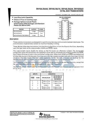 SN74ALS620ADWR datasheet - OCTAL BUS TRANSCEIVERS