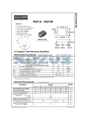 RGF1J datasheet - 1.0 Ampere Fast Recovery Rectifiers