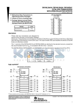 SN74ALS641A-1DWR datasheet - OCTAL BUS TRANSCEIVERS WITH OPEN-COLLECTOR OUTPUTS
