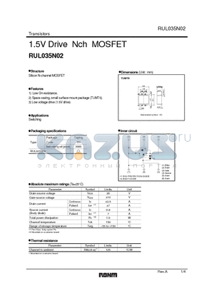 RUL035N02 datasheet - 1.5V Drive Nch MOSFET
