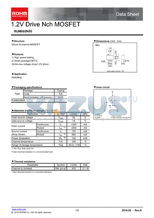 RUM002N05 datasheet - 1.2V Drive Nch MOSFET
