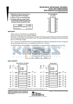 SN74ALS642A datasheet - OCTAL BUS TRANSCEIVERS WITH OPEN-COLLECTOR OUTPUTS