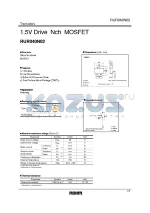 RUR040N02 datasheet - 1.5V Drive Nch MOSFET