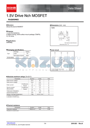 RUQ050N02 datasheet - 1.5V Drive Nch MOSFET