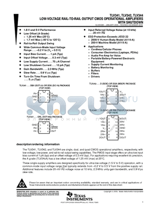 TLV344AID datasheet - LOW-VOLTAGE RAIL-TO-RAIL OUTPUT CMOS OPERATIONAL AMPLIFIERS WITH SHUTDOWN