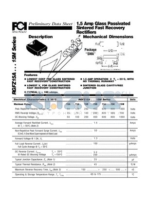 RGFZ15 datasheet - 1.5 Amp Glass Passivated Sintered Fast Recovery Rectifiers Mechanical Dimensions