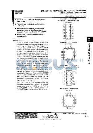 SN74ALS679 datasheet - 12-BIT ADDRESS COMPARATORS