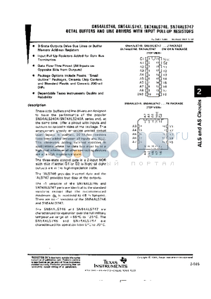 SN74ALS746 datasheet - OCTAL BUFFERS AND LINE DRIVERS WITH INPUT PULL-UP RESISTORS