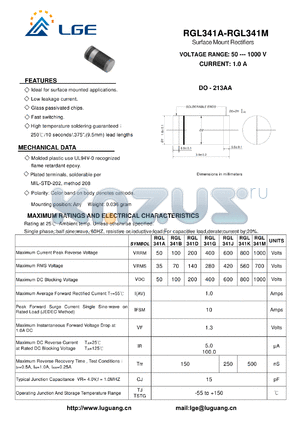 RGL341D datasheet - Surface Mount Rectifiers