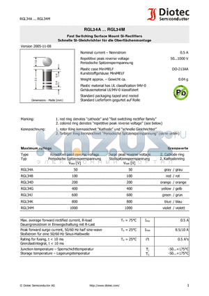 RGL34A datasheet - Fast Switching Surface Mount Si-Rectifiers