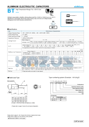 UBT1C221MPD datasheet - ALUMINUM ELECTROLYTIC CAPACITORS