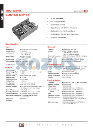 SDS150PS15B datasheet - AC-DC Power Supplies