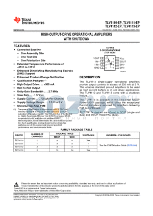 TLV4113MDGQREP datasheet - HIGH-OUTPUT-DRIVE OPERATIONAL AMPLIFIERS WITH SHUTDOWN