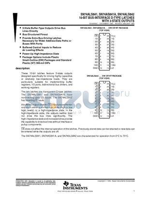 SN74ALS841NT datasheet - 10-BIT BUS-INTERFACE D-TYPE LATCHES WITH 3-STATE OUTPUTS