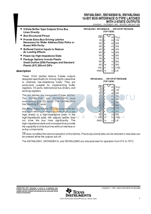 SN74ALS842 datasheet - 10-BIT BUS-INTERFACE D-TYPE LATCHES WITH 3-STATE OUTPUTS