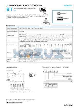 UBT1J472MPD datasheet - ALUMINUM ELECTROLYTIC CAPACITORS