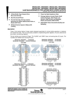 SN74ALS842NT datasheet - 10-BIT BUS INTERFACE D-TYPE LATCHES WITH 3-STATE OUTPUTS