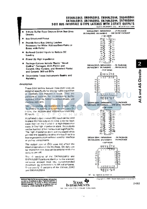 SN74ALS843 datasheet - 9-BIT BUS INTERFACE D-TYPE LATCHES WITH 3-STATE OUTPUTS