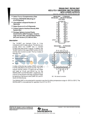 SN74ALS857 datasheet - HEX 2-TO-1 UNIVERSAL MULTIPLEXERS WITH 3-STATE OUTPUTS