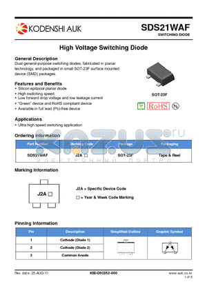 SDS21WAF datasheet - High Voltage Switching Diode