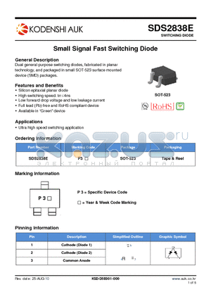 SDS2838E datasheet - Small Signal Fast Switching Diode