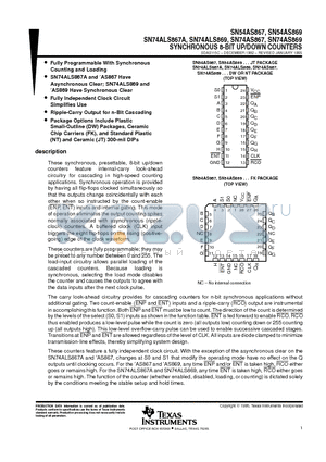 SN74ALS867ANTE4 datasheet - SYNCHRONOUS 8-BIT UP/DOWN COUNTERS